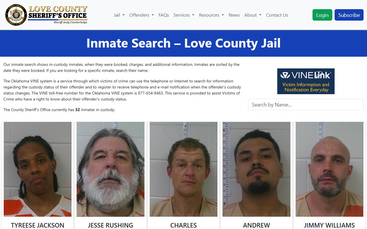 Love County inmate population jail roster search
